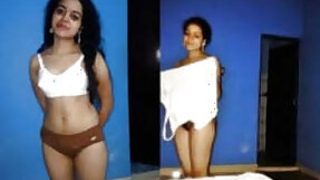 Cute shy Mallu GF gets recorded totally naked by her boyfriend while having fun