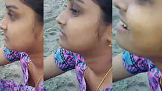 desi aunt bra visible on the beach side