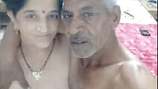 Indian old man with teen girl