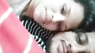 Desi couple kiss and boob suck video call