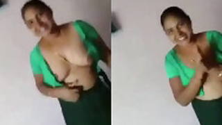 Desi aunt with customer showing her big tits