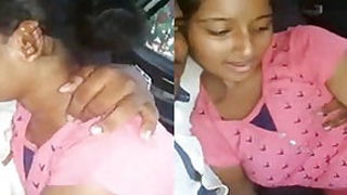 Cute desi indian girl oral sex in a car