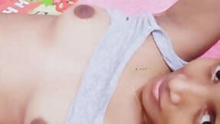 Horny indian teen girl showing breasts and pussy