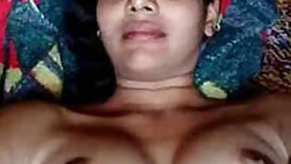 Naked Desi indian girl lies on bed waiting for sex partner to shove XXX pole in pussy