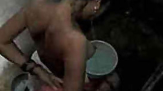 Naughty boy sneakily films Indian stepsis washing XXX body after sex