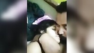 MMS video of Desi's boyfriend seducing hot XXX roommate for a blowjob