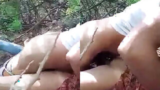 Desi girl sucks and fucks in the jungle