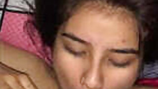 Indian Desi Hot girl with gagging on her dick