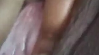 Sri Lankan wife's pussy close-up in vaginal juice...