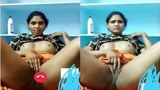 Horny Desi Girl with big tits and rubbing her pussy Video call